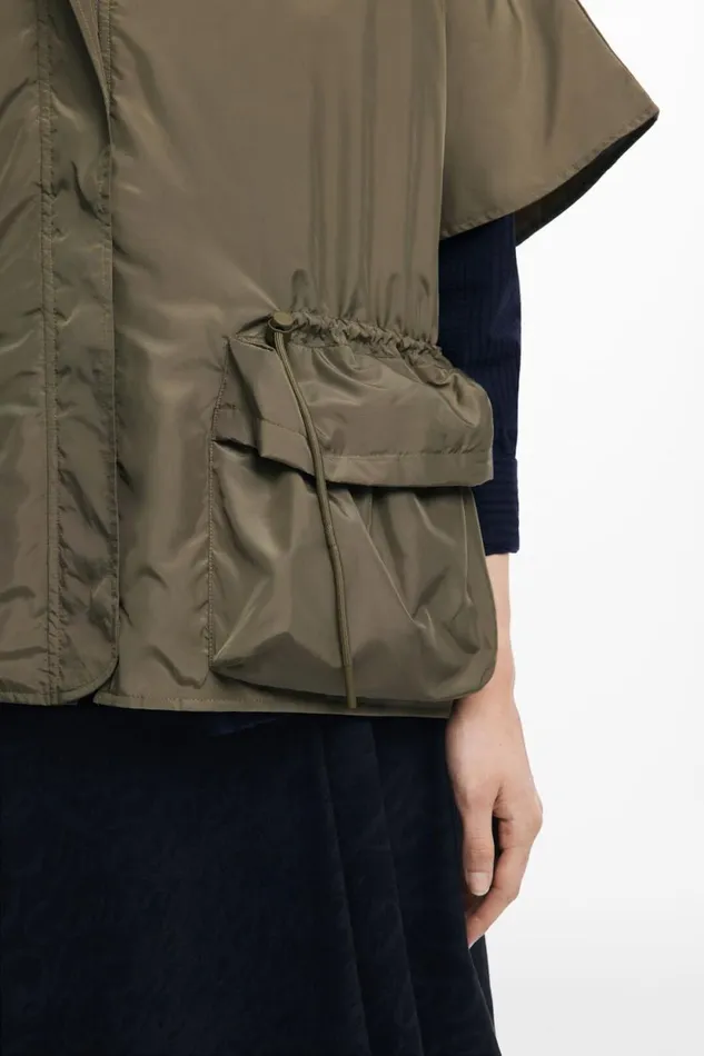Coats And Jackets Women Desigual Adjustable Nylon Poncho Green