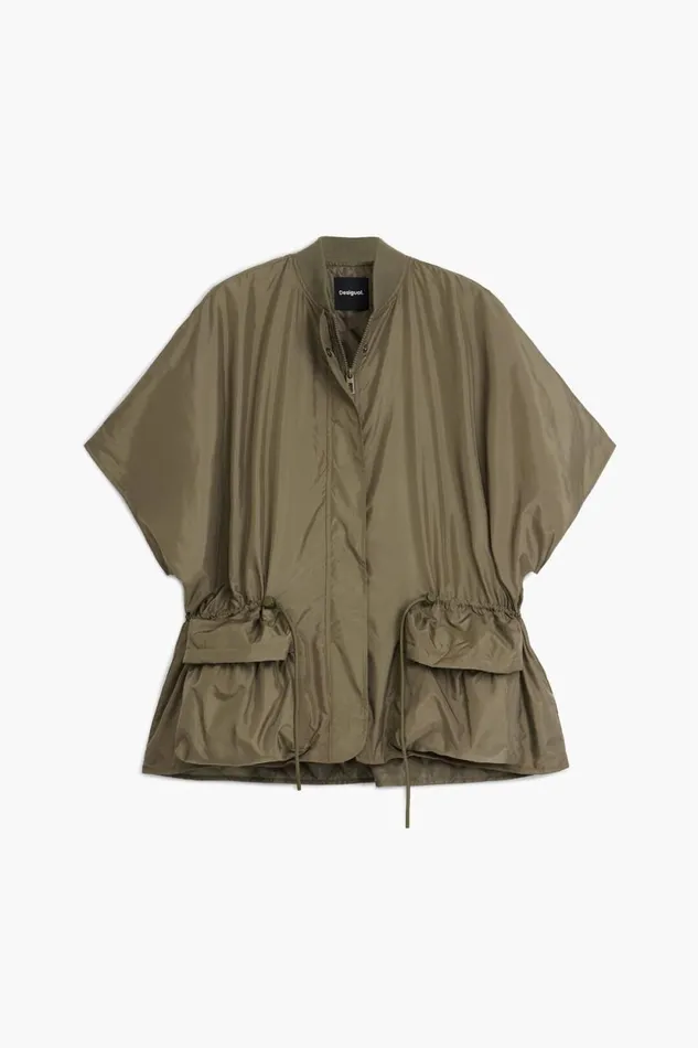 Coats And Jackets Women Desigual Adjustable Nylon Poncho Green