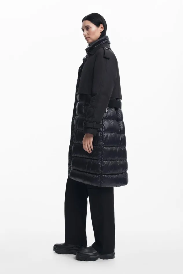 Coats And Jackets Women Desigual Combined Padded Coat Black