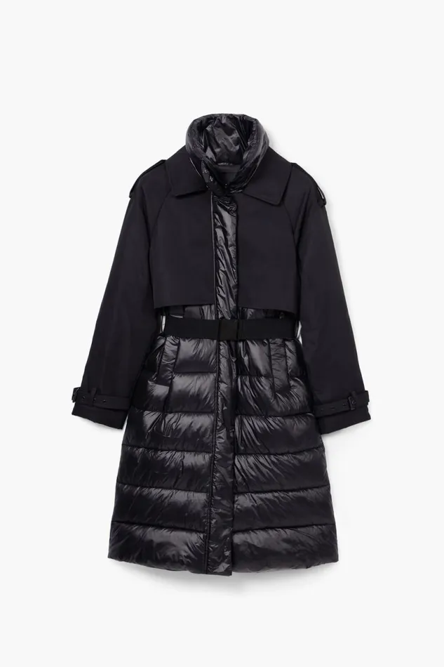 Coats And Jackets Women Desigual Combined Padded Coat Black