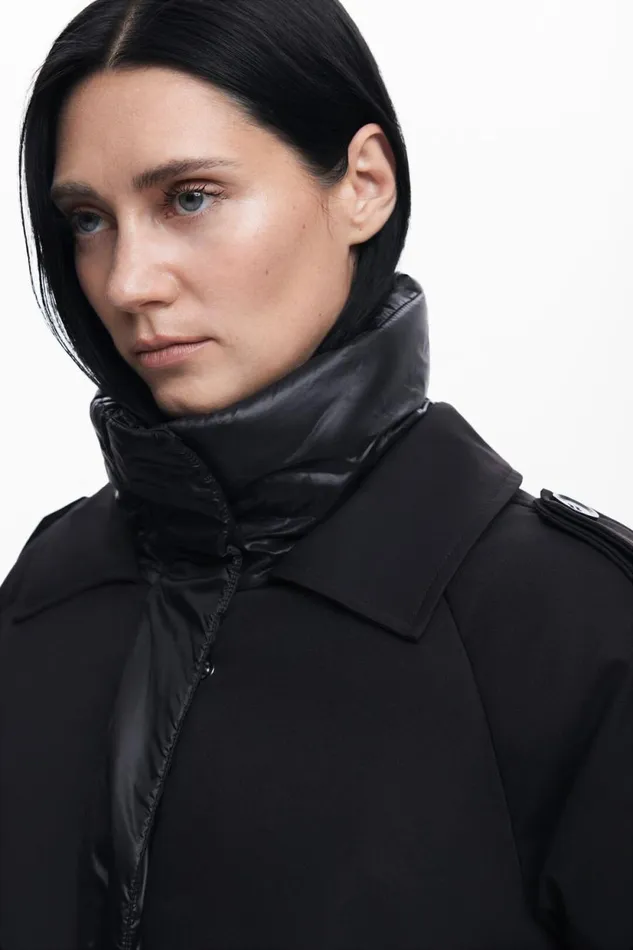 Coats And Jackets Women Desigual Combined Padded Coat Black