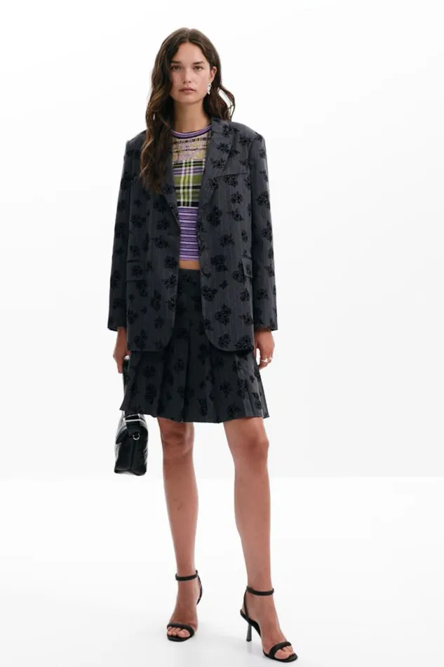 Coats And Jackets Women Desigual Floral Blazer Black