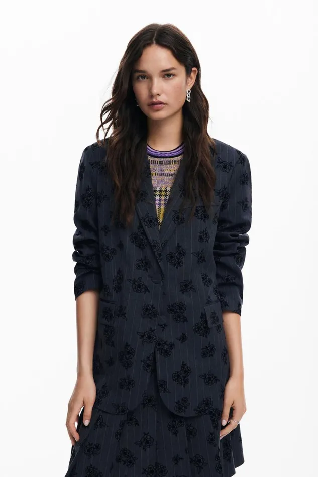 Coats And Jackets Women Desigual Floral Blazer Black