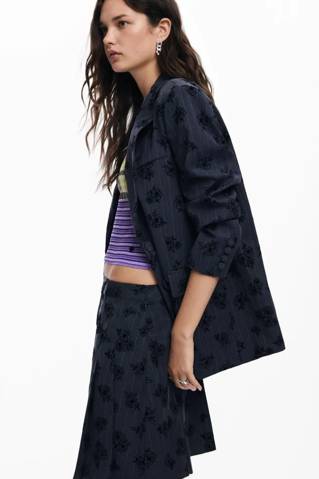 Coats And Jackets Women Desigual Floral Blazer Black