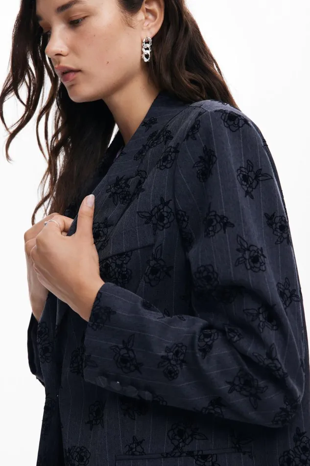 Coats And Jackets Women Desigual Floral Blazer Black