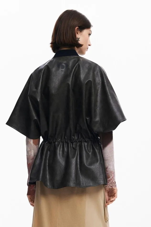 Coats And Jackets Women Desigual Leathereffect Poncho Brown