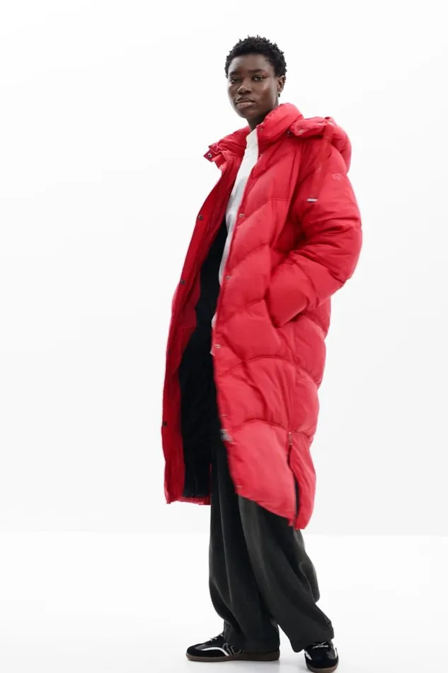 Coats And Jackets Women Desigual Long Padded Coat Red
