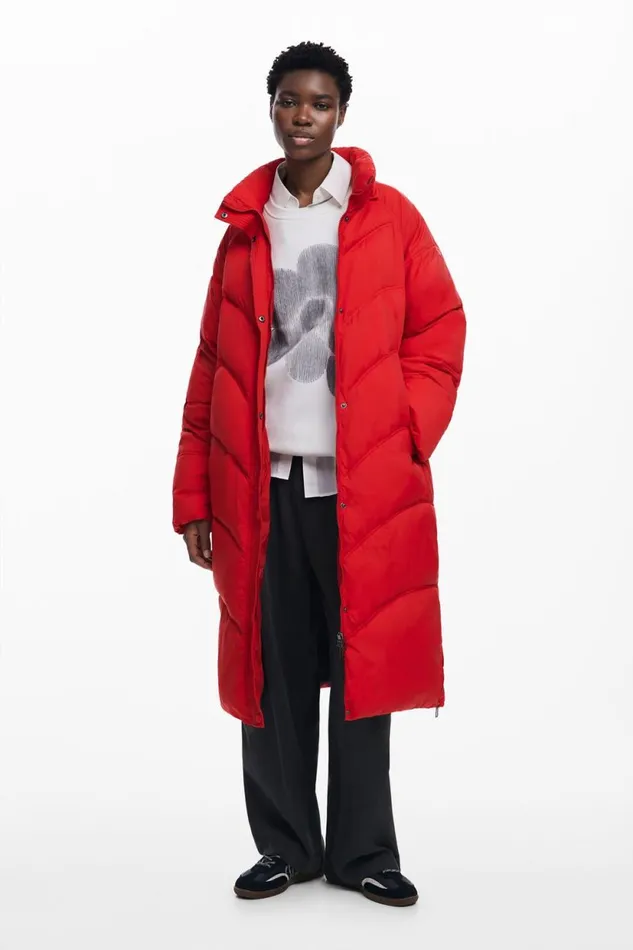 Coats And Jackets Women Desigual Long Padded Coat Red