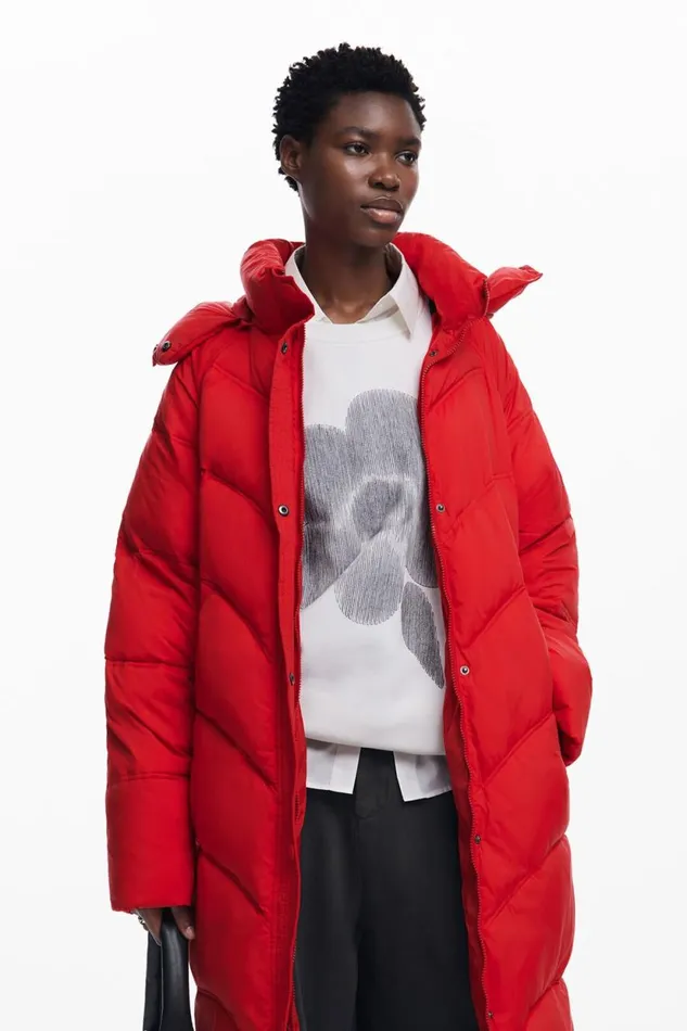 Coats And Jackets Women Desigual Long Padded Coat Red