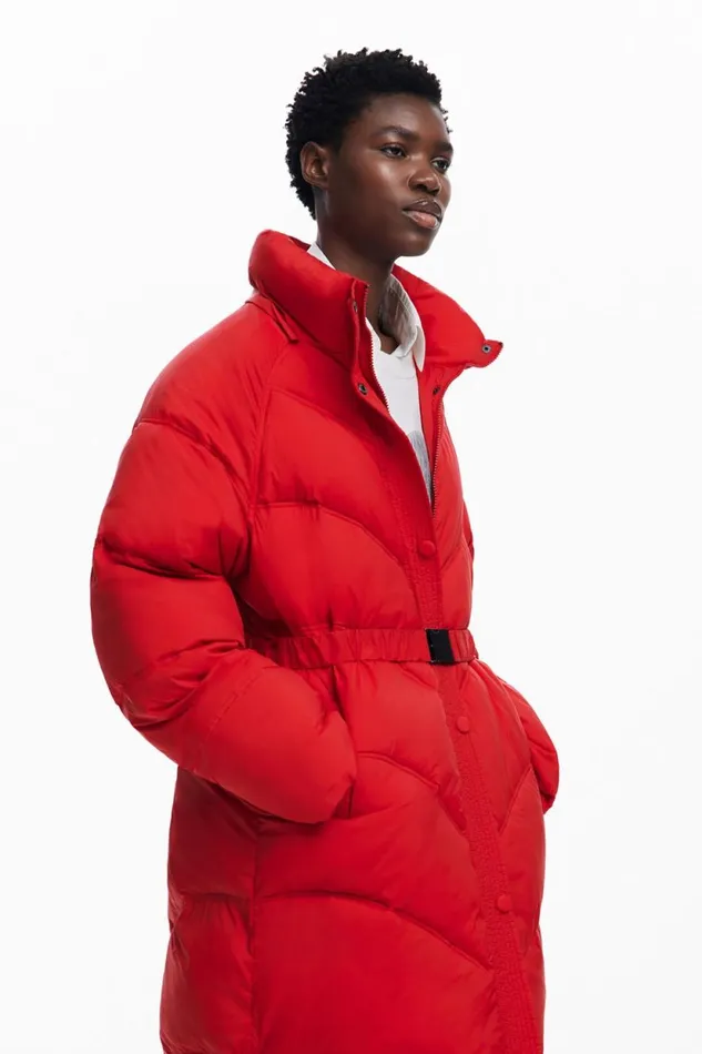 Coats And Jackets Women Desigual Long Padded Coat Red