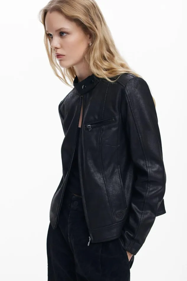 Coats And Jackets Women Desigual Regular Biker Jacket Black
