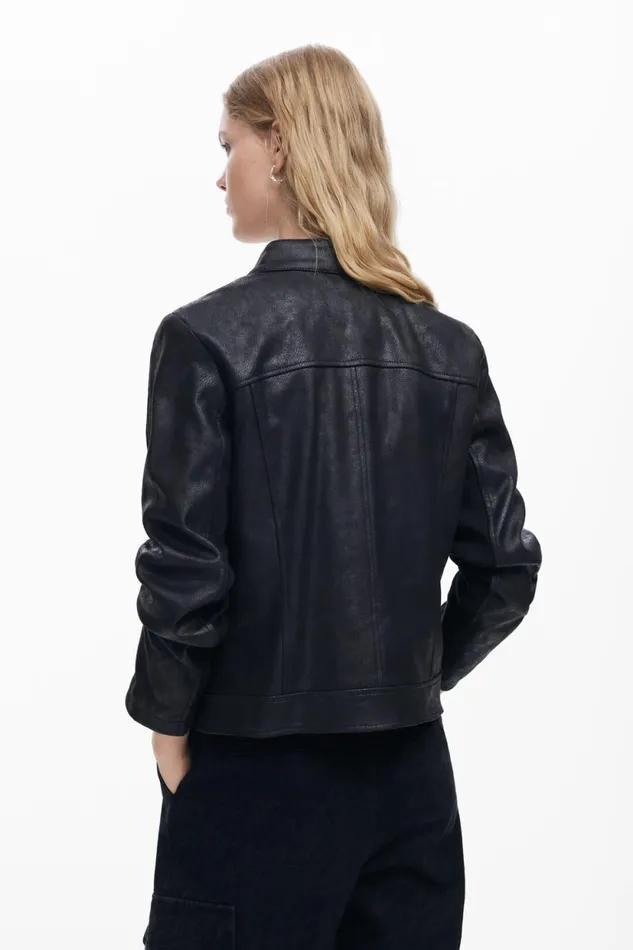 Coats And Jackets Women Desigual Regular Biker Jacket Black