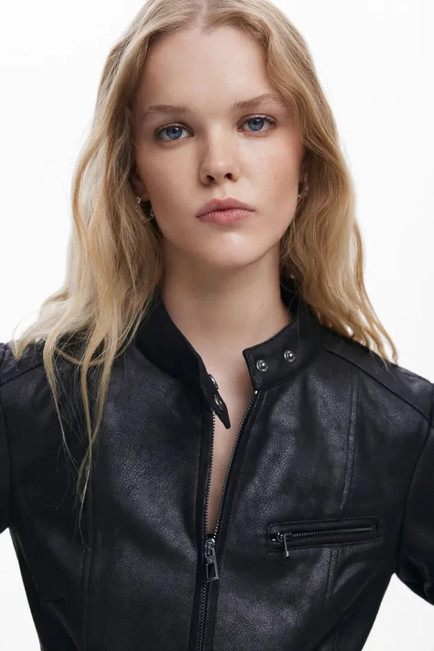Coats And Jackets Women Desigual Regular Biker Jacket Black