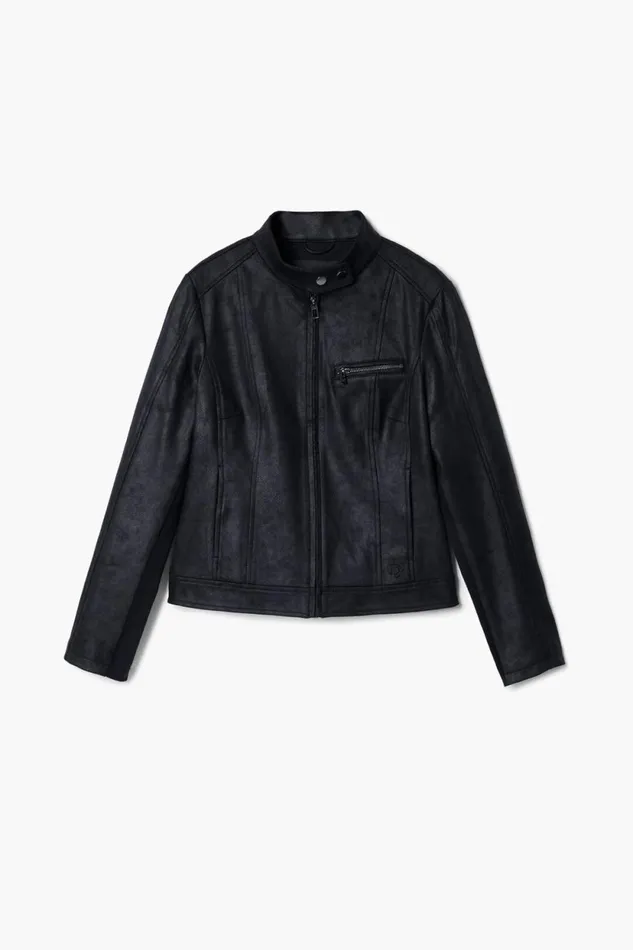 Coats And Jackets Women Desigual Regular Biker Jacket Black