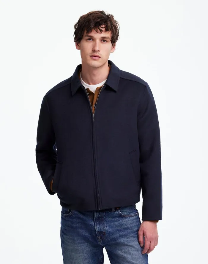 Coats Jackets Men Madewell DoubleFaced Wool ZipFront Jacket Dark Navy