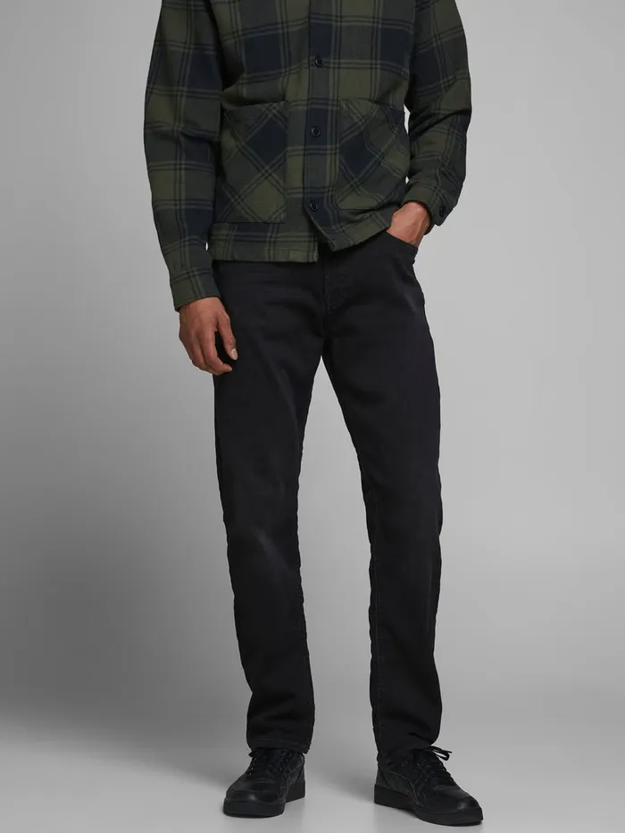 Comfort Jeans JACK and JONES Mens MIKE ORIGINAL GE 010 INDIGO KNIT COMFORT FIT JEANS Black Black Denim Comfort Jeans JACK and JONES Mens MIKE ORIGINAL GE 010 INDIGO KNIT COMFORT FIT JEANS Black Black Denim