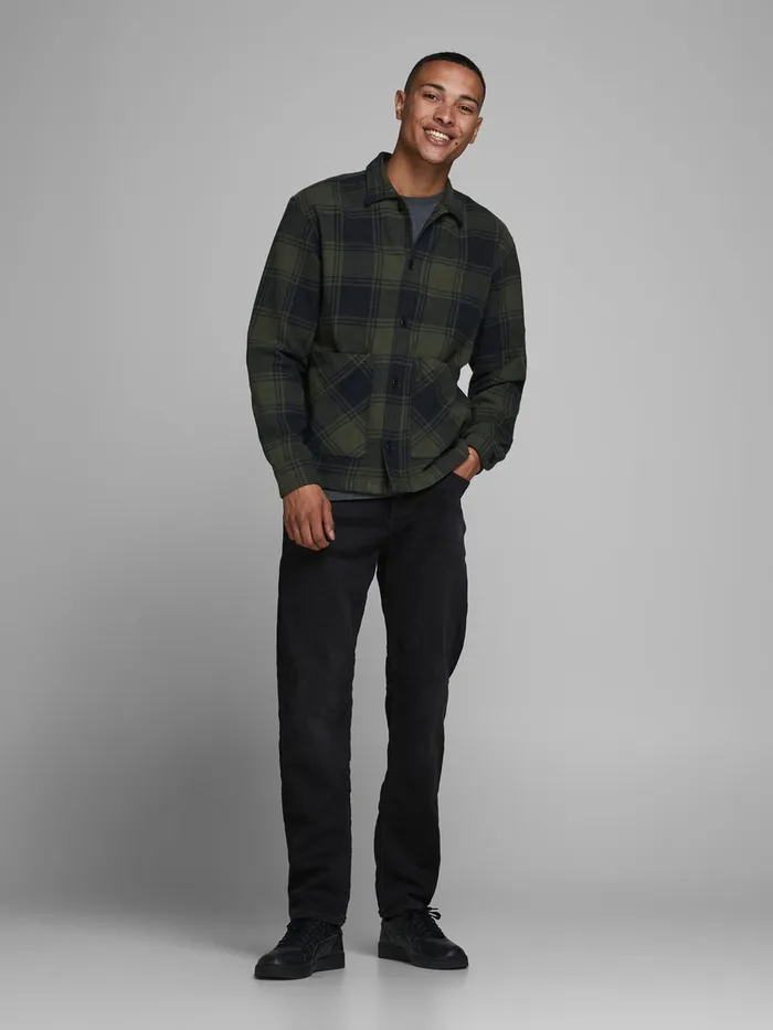 Comfort Jeans JACK and JONES Mens MIKE ORIGINAL GE 010 INDIGO KNIT COMFORT FIT JEANS Black Black Denim