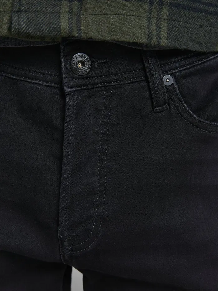 Comfort Jeans JACK and JONES Mens MIKE ORIGINAL GE 010 INDIGO KNIT COMFORT FIT JEANS Black Black Denim