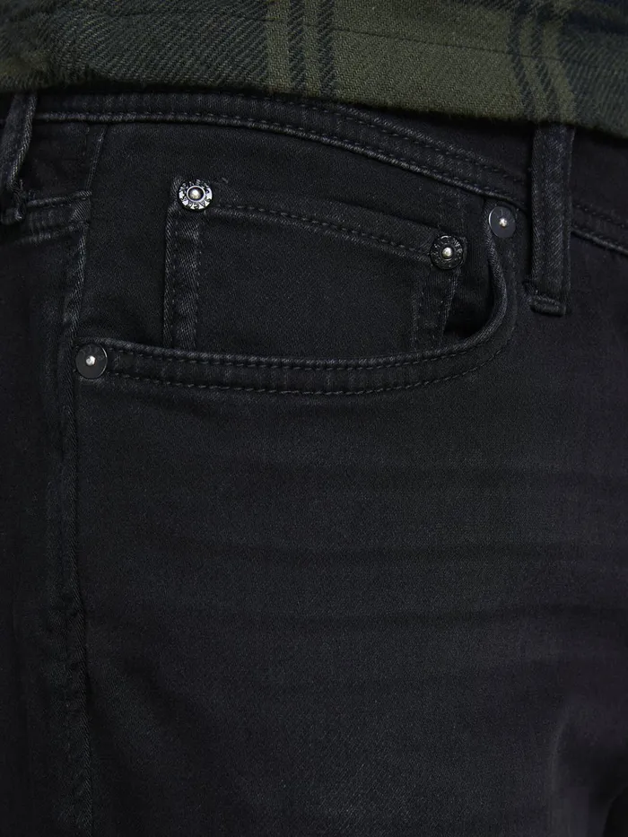 Comfort Jeans JACK and JONES Mens MIKE ORIGINAL GE 010 INDIGO KNIT COMFORT FIT JEANS Black Black Denim