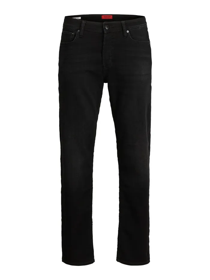 Comfort Jeans JACK and JONES Mens MIKE ORIGINAL GE 010 INDIGO KNIT COMFORT FIT JEANS Black Black Denim