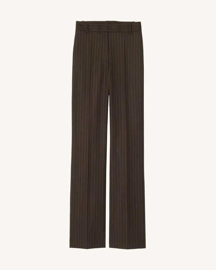 CORETTE PANT Brown Pinstripe Women Nili Lotan Pants and Shorts