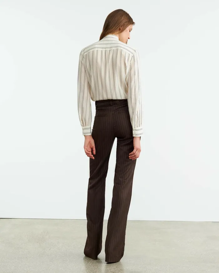 CORETTE PANT Brown Pinstripe Women Nili Lotan Pants and Shorts