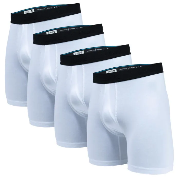 Cotton Boxer Brief 4 Pack White Men Stance Boxer Brief Packs