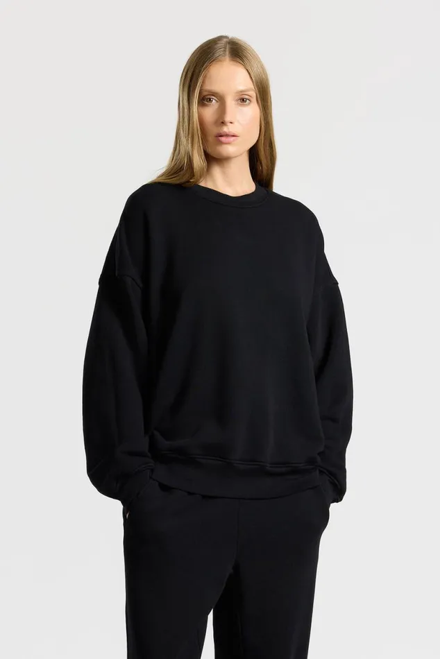 COTTON CITIZEN Boston Crew Jet Black Men Sweatshirts