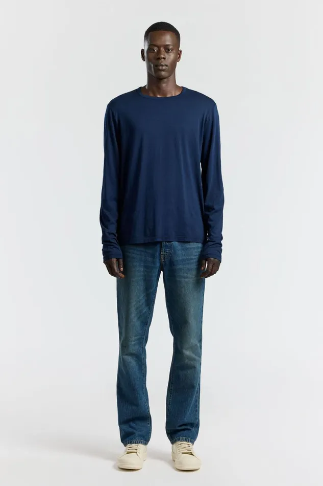 COTTON CITIZEN Classic Crew Long Sleeve Shirt Super Navy Men Shirts