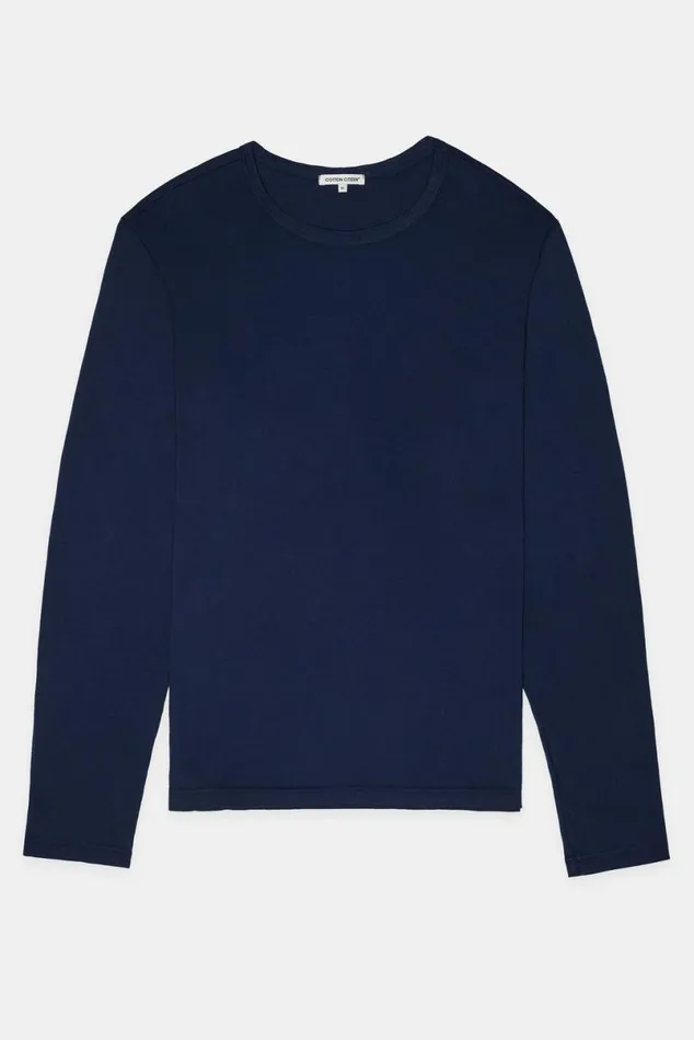 COTTON CITIZEN Classic Crew Long Sleeve Shirt Super Navy Men Shirts