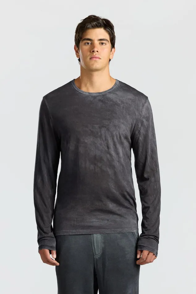 COTTON CITIZEN Classic Crew Long Sleeve Shirt Vintage Charcoal Men Shirts