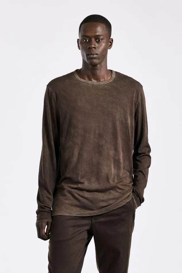 COTTON CITIZEN Classic Crew Long Sleeve Shirt Vintage Espresso Men Shirts