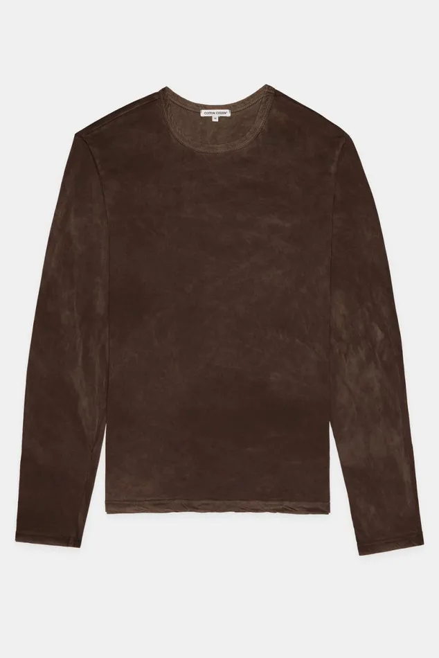 COTTON CITIZEN Classic Crew Long Sleeve Shirt Vintage Espresso Men Shirts
