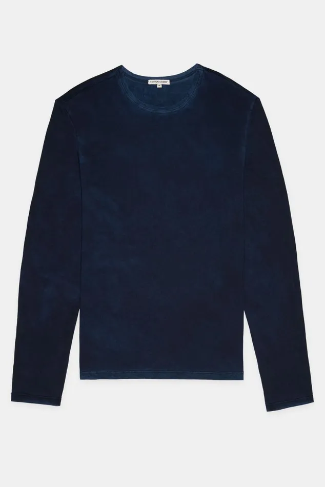 COTTON CITIZEN Classic Crew Long Sleeve Shirt Vintage Navy Men Shirts