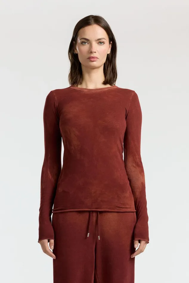 COTTON CITIZEN Marbella Long Sleeve Shirt Vintage Red Wine Women Shirts