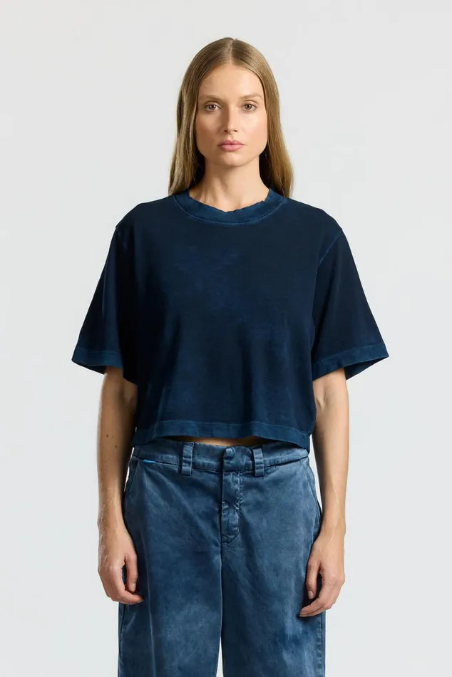 COTTON CITIZEN Tokyo Crop Tee Vintage Navy Women Tees