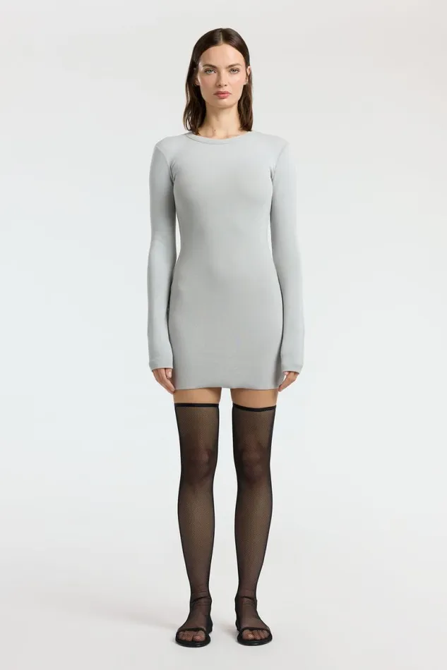 COTTON CITIZEN Verona Crewneck Mini Dress Silver Cast Women Dresses Skirts