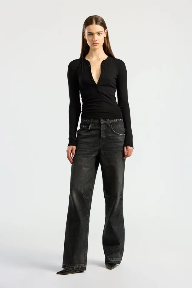COTTON CITIZEN Verona Henley Jet Black Women Shirts