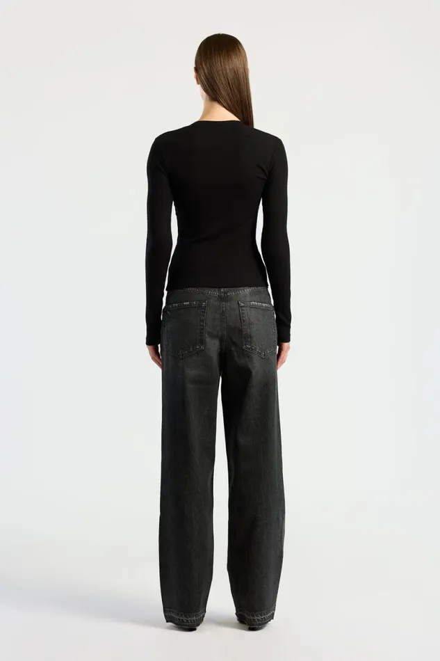 COTTON CITIZEN Verona Henley Jet Black Women Shirts