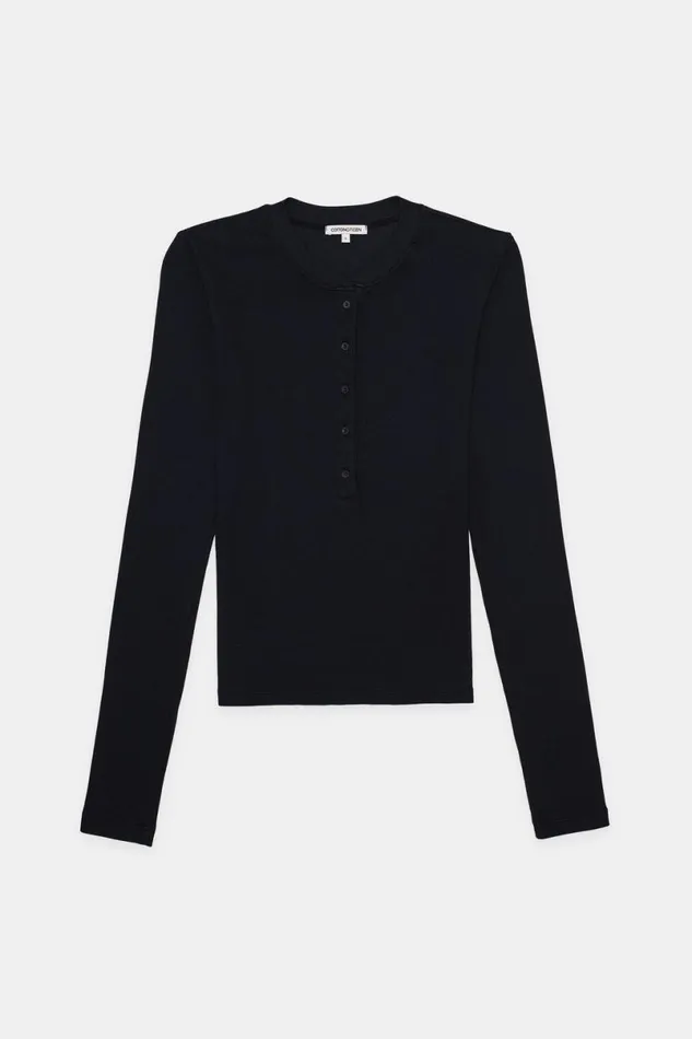 COTTON CITIZEN Verona Henley Jet Black Women Shirts