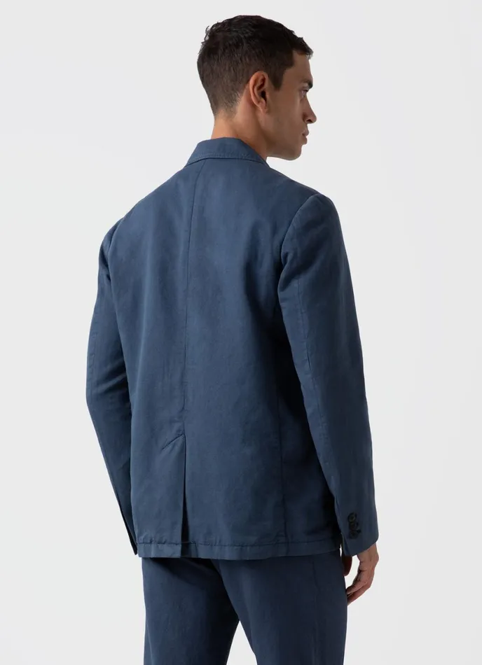 Cotton Linen Unstructured Blazer Shale Blue Men SUNSPEL Jackets and Coats