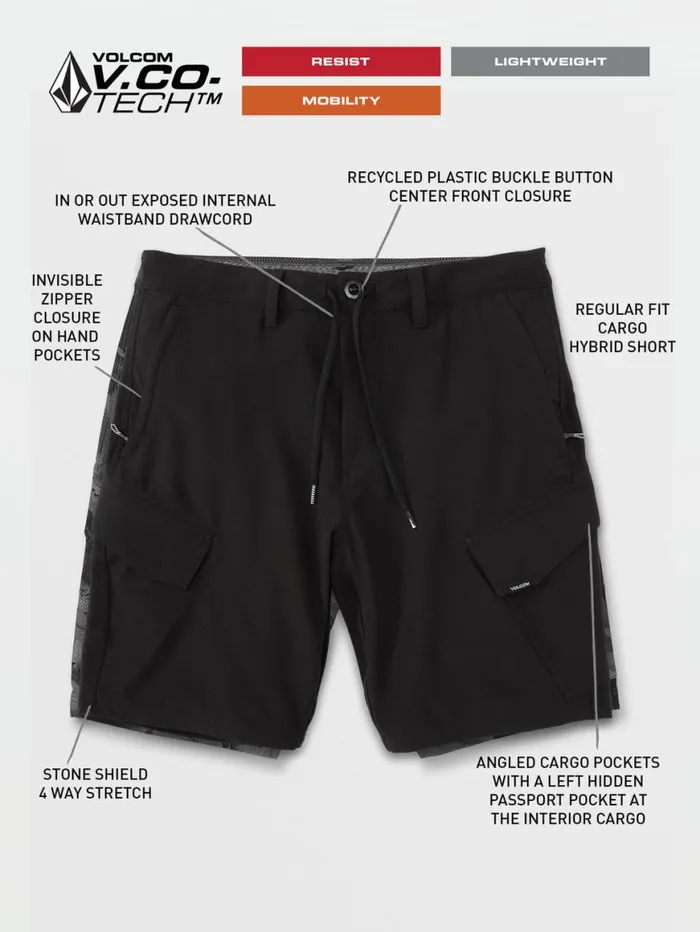 Country Days Hybrid Shorts 8211 Black Mens Volcom Mountain Biking