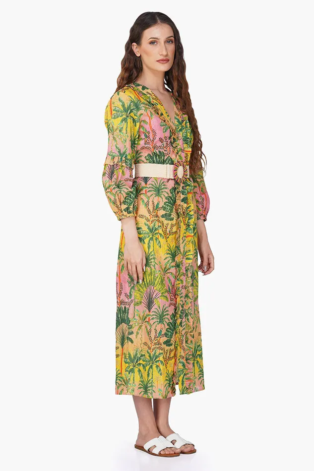 Coverups Women Endless Summer Printed Ruffles Shirt Dress America and Beyond