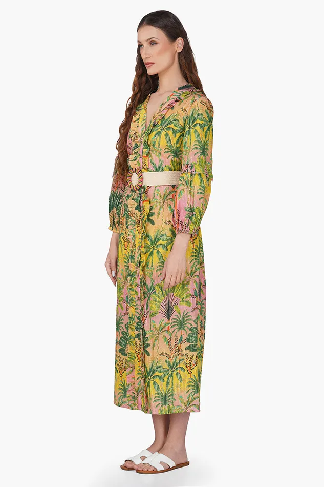 Coverups Women Endless Summer Printed Ruffles Shirt Dress America and Beyond