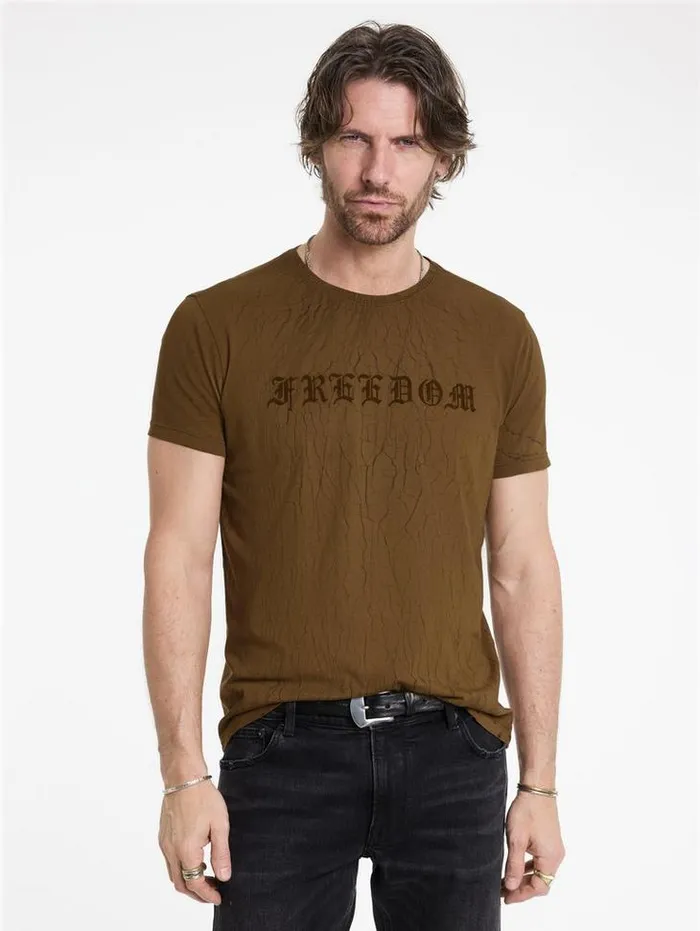 CRACKED FREEDOM TEE Lt Brown Men John Varvatos Graphic Tees
