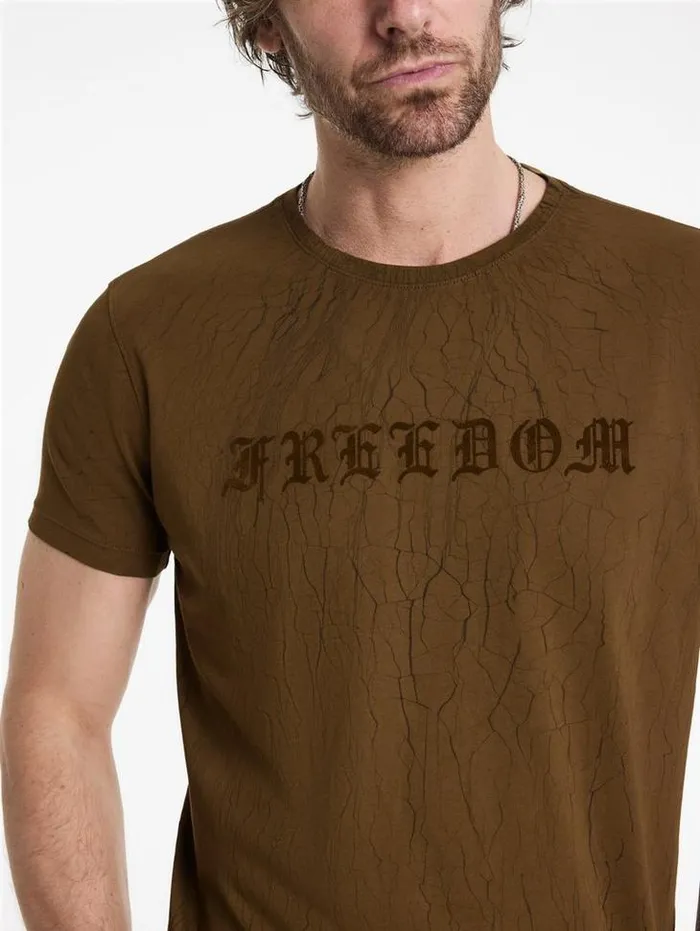 CRACKED FREEDOM TEE Lt Brown Men John Varvatos Graphic Tees
