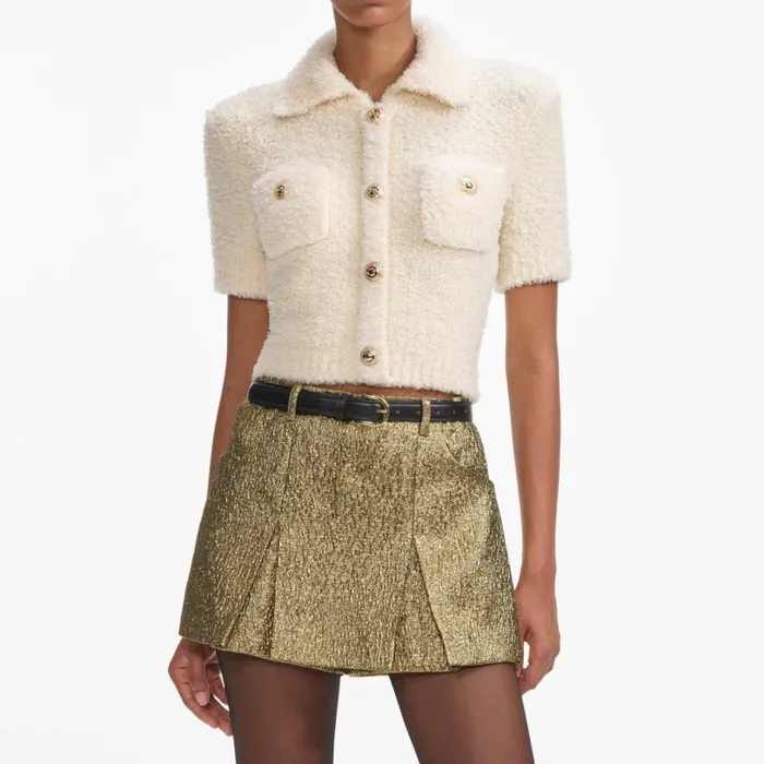 Cream Fluffy Knit Top Women Self Portrait Knitwear
