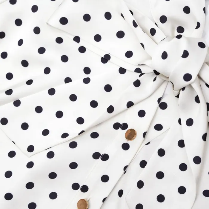 Cream Polka Dot Satin Blouse Women Self Portrait Tops
