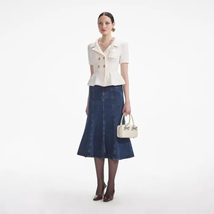 Cream Textured Knit Top Women Self Portrait Tops