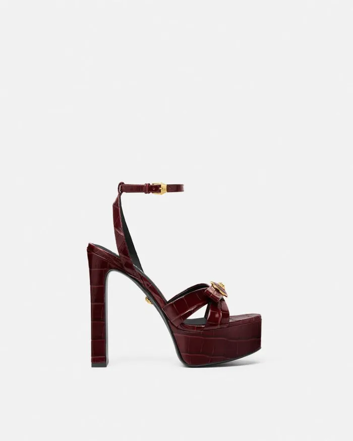 CrocEffect Gianni Ribbon Sandals 140 Mm Burgundy Women Versace Sandals